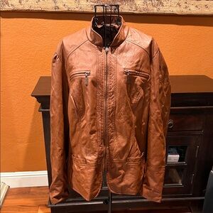 3x Plus Size NWOT Pleather Brown Jacket JouJou